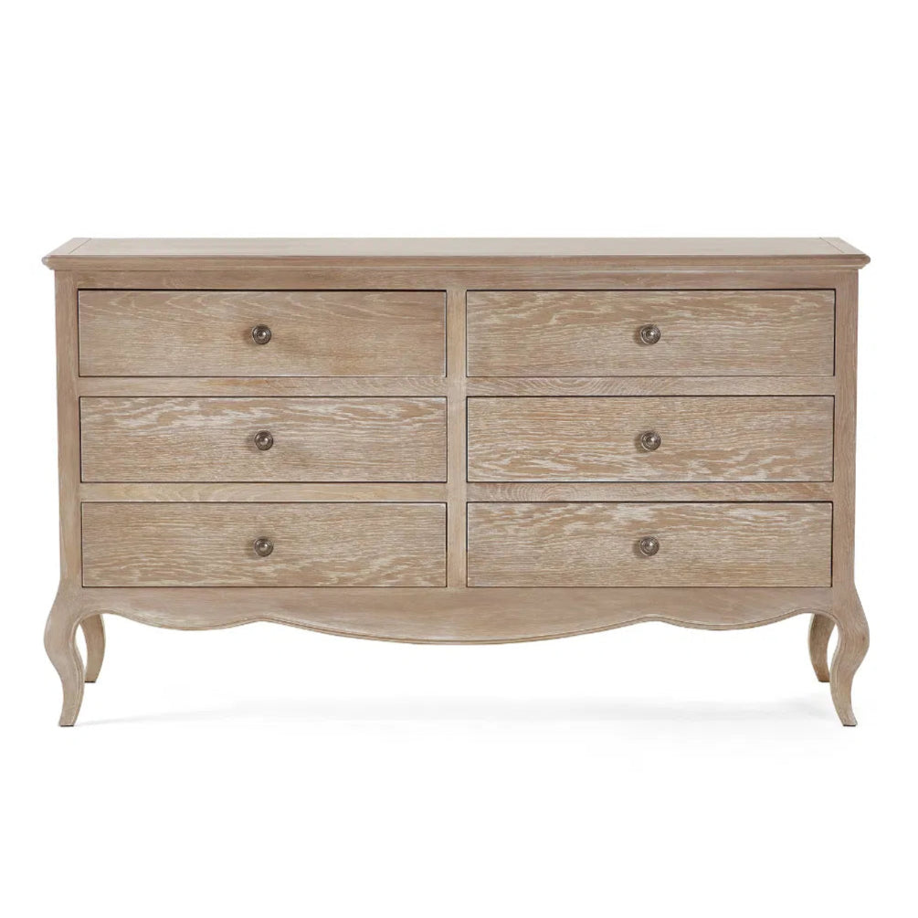 Alda Oak Wood Chest of Drawers Wide